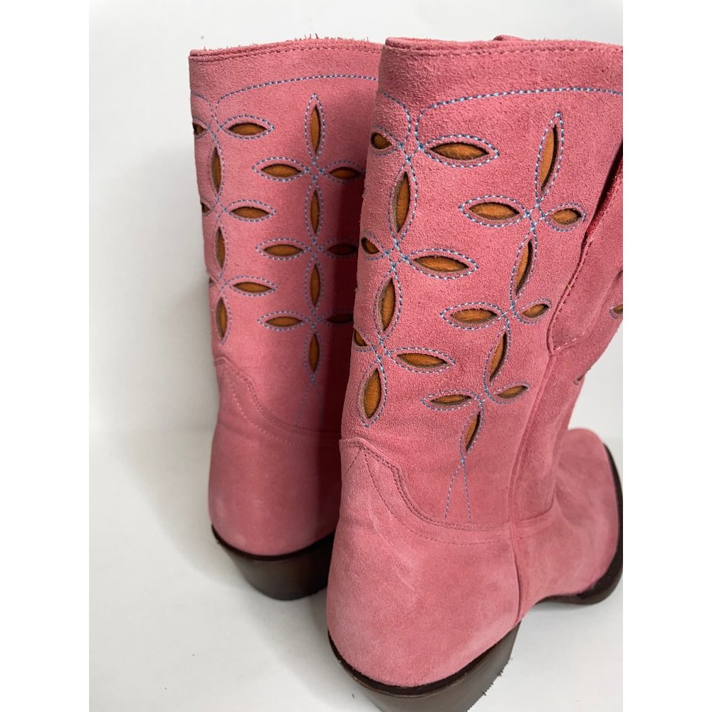Anthropologie Planet Cowboy Pink Suede Peewee Western Boots Size 9 - Picture 10 of 13
